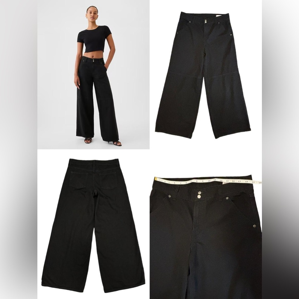 GAP Baggy Mid Rise Wide Leg Pants Black Size 30 (10R) Y2K - Picture 2 of 8